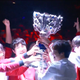 SK Telecom T1 lift the Summoner’s Cup after winning Worlds 2016.
